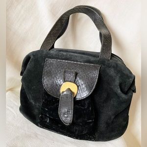 Vintage Marconi Black Suede Leather Shoulder Bag Made in Italy